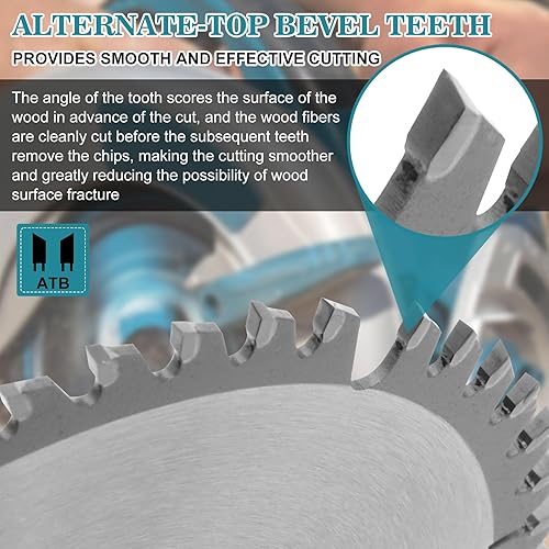 Miniatura 5 de Hoja con punta de carburo 48T de 6-1/2 pulgadas para hoja de sierra de pista Makita, B-07353 cuchillas para sierra circular de inmersión SP6000J,