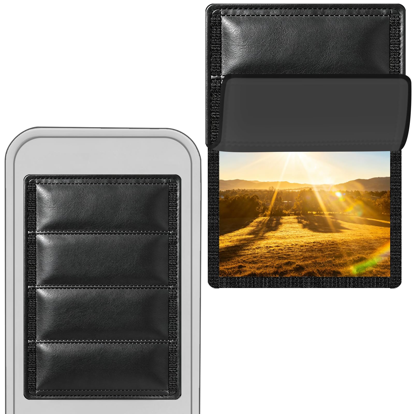 RV Door Window Shade Cover 25" (L) x 16" (W), Foldable Hook&amp;Loop Design, RV Blackout Window Cover with UV Protection, Waterproof Fabric, Reflective (Dark Black, 1 Pack (25" L x 16" W))