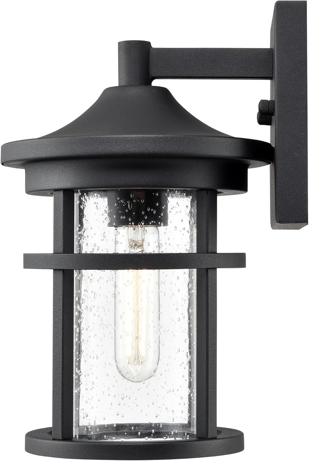 ML Lighting | Namath Collection | 91301-TBK | 1 Light Outdoor Wall Sconce in Textured Black Finish with Clear Seeded Glass Shade | Perfect for Walkways, Porches, Backyards, Patios, and Driveways