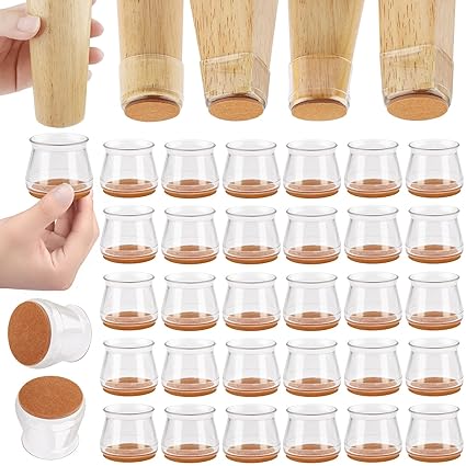 CNDREAM Chair Leg Floor Protectors,32Pcs Ruby Sliders for Chair Legs, Protecting Floors from Scratches and Noise, Smooth Free Moving for Chair Feet(Transparent)