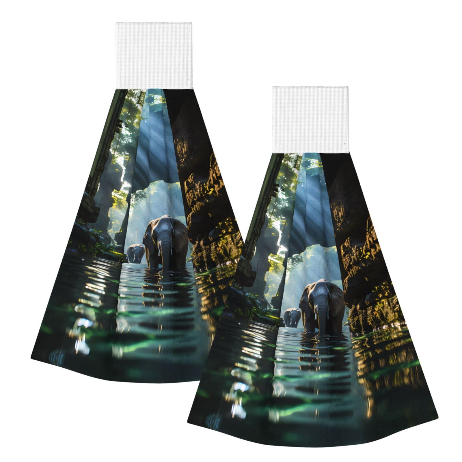 ZQYTGFDC Asian elephant in the water Highly Absorbent Dish Towels Soft Coral Fleece Wipe