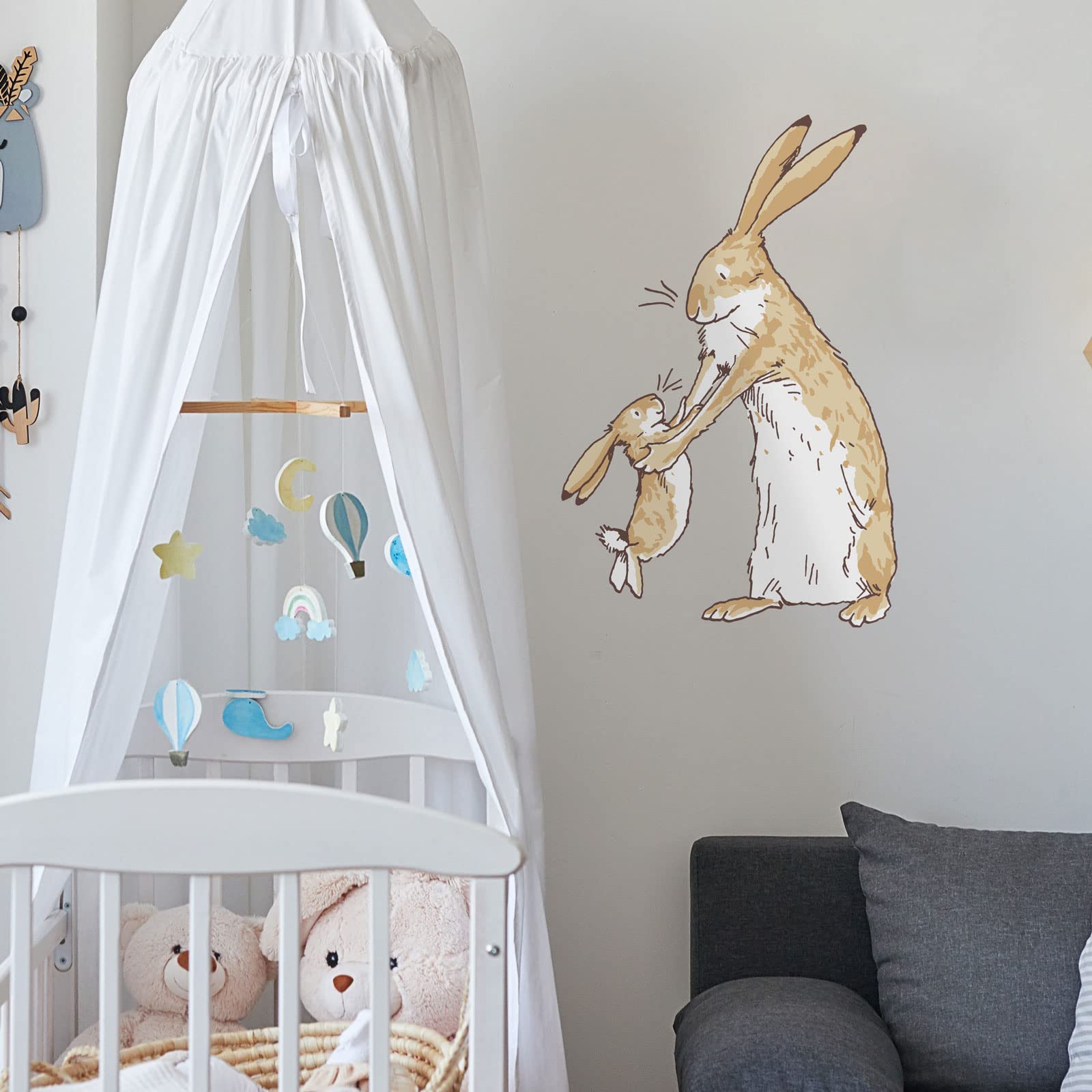 Stickerscape Guess How Much I Love You Wall Stickers (Nutbrown Hares - Large) | Nursery Wall Stickers, Woodland Wall Stickers, Nursery Wall Decor| Easy to Apply, Cleanly Removable