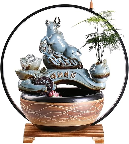 Zimmerbrunnen Mit LED Beleuchtung - Wasserfall Für Meditation Und Entspannung