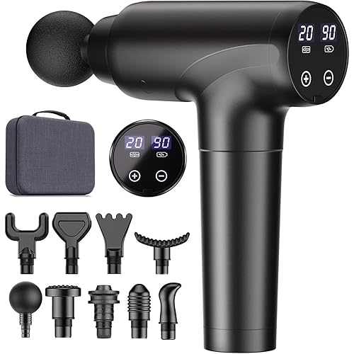 cotsoco Massage Gun Deep Tissue, Muscle Massage Gun with 9 Attachment Heads 20 Speeds & Silent Brushless Motor for Pain Relief, Handheld Percussion Back Massager Gun for Athletes(Black)
