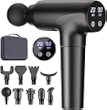 Massage Gun Deep Tissue, Muscle Massage Gun with 9 Attachment Heads 20 Speeds & Silent Brushless Motor for Pain Relief, Handheld Percussion Back Massager Gun for Athletes(Black)