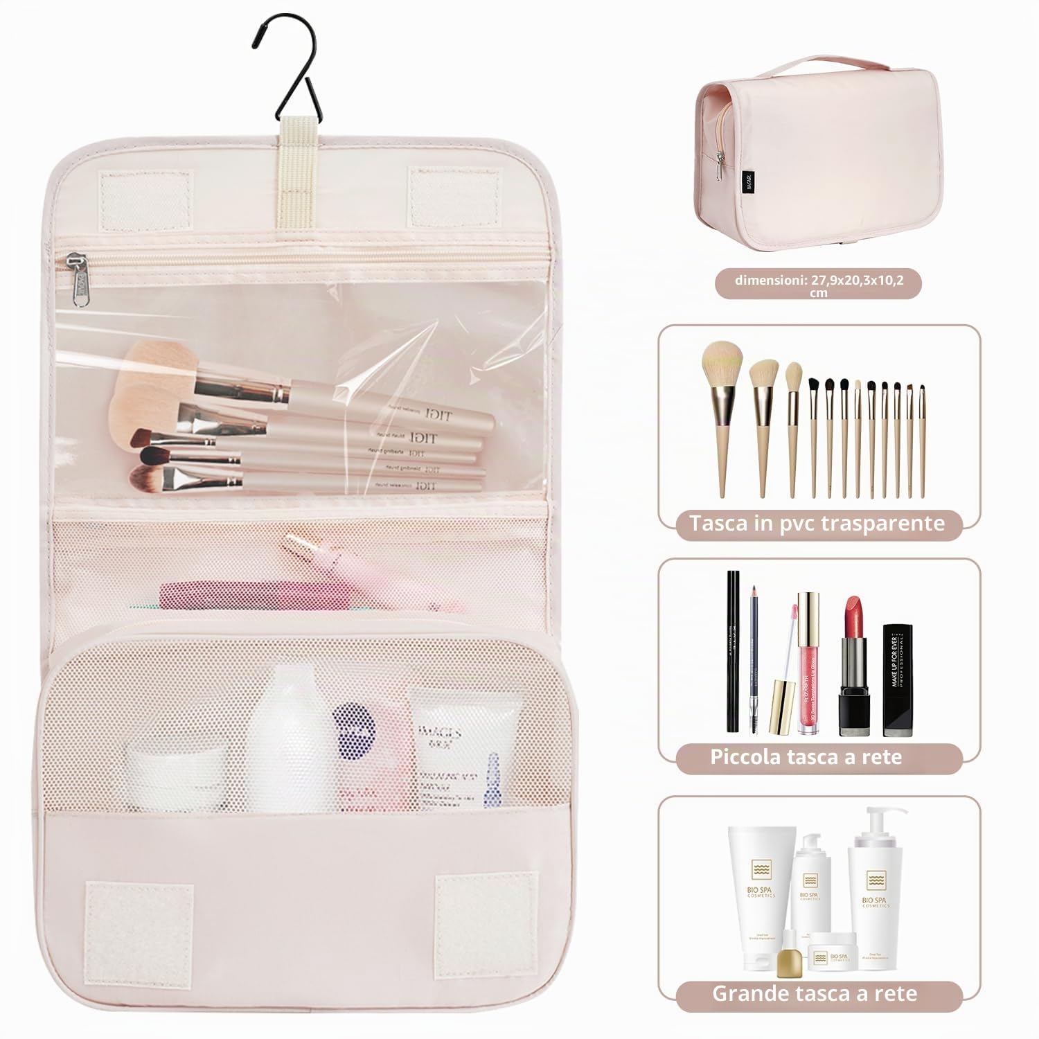 BAGAIL Set da 10 cubi da viaggio di varie dimensioni Organizer da viaggio per accessori da viaggio Bagaglio a mano Valigia - Crema