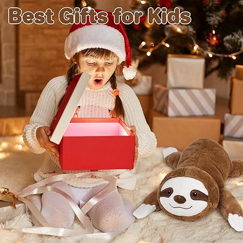 Miniatura 6 de Wepop Animales de peluche con peso de 5 libras, felpa de perezoso grande de 24 pulgadas, lindas almohadas de peluche suaves para adultos, niños y