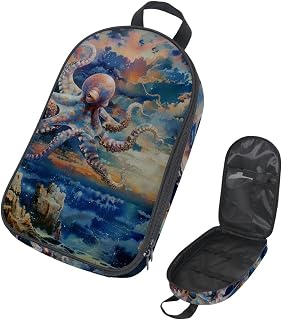 Camping Travel Cooking Utensils Organizer Travel Bag, Wooden Board Cow Sunflower Portable Storage Bag for BBQ Camp Cookware Kitchen Kit