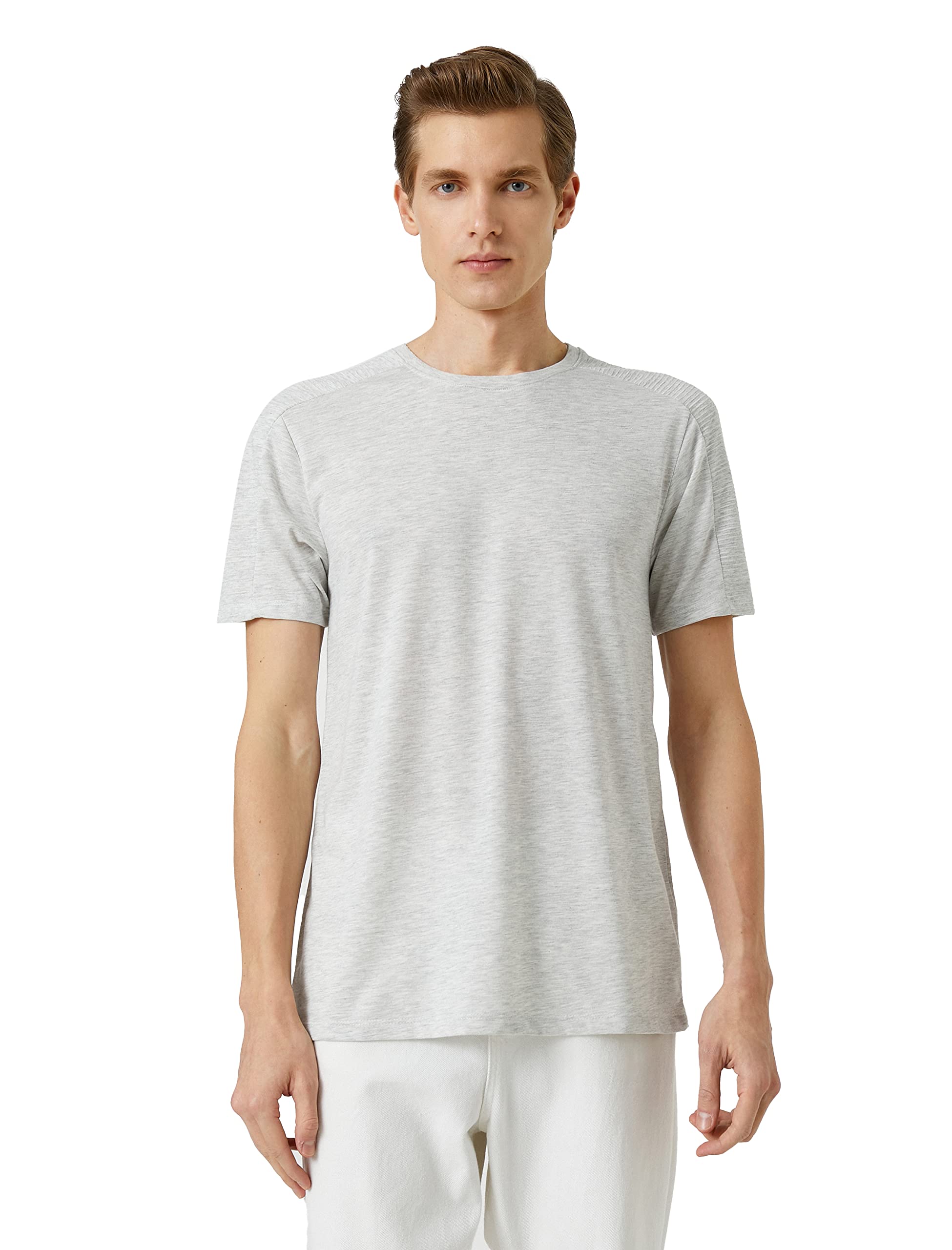 Koton TURTLE NECK CROP SHORT SLEEVE - T-shirt basic - khaki/cachi