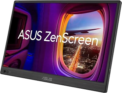 ASUS ZenScreen MB169CK, Monitor Portatile da 15,6", Full HD IPS (1920x1080), Doppia Porta USB-C, Mini-HDMI, Tecnologia Flicker Free e Filtro Luce Blu, Superficie Anti-riflesso, Nero