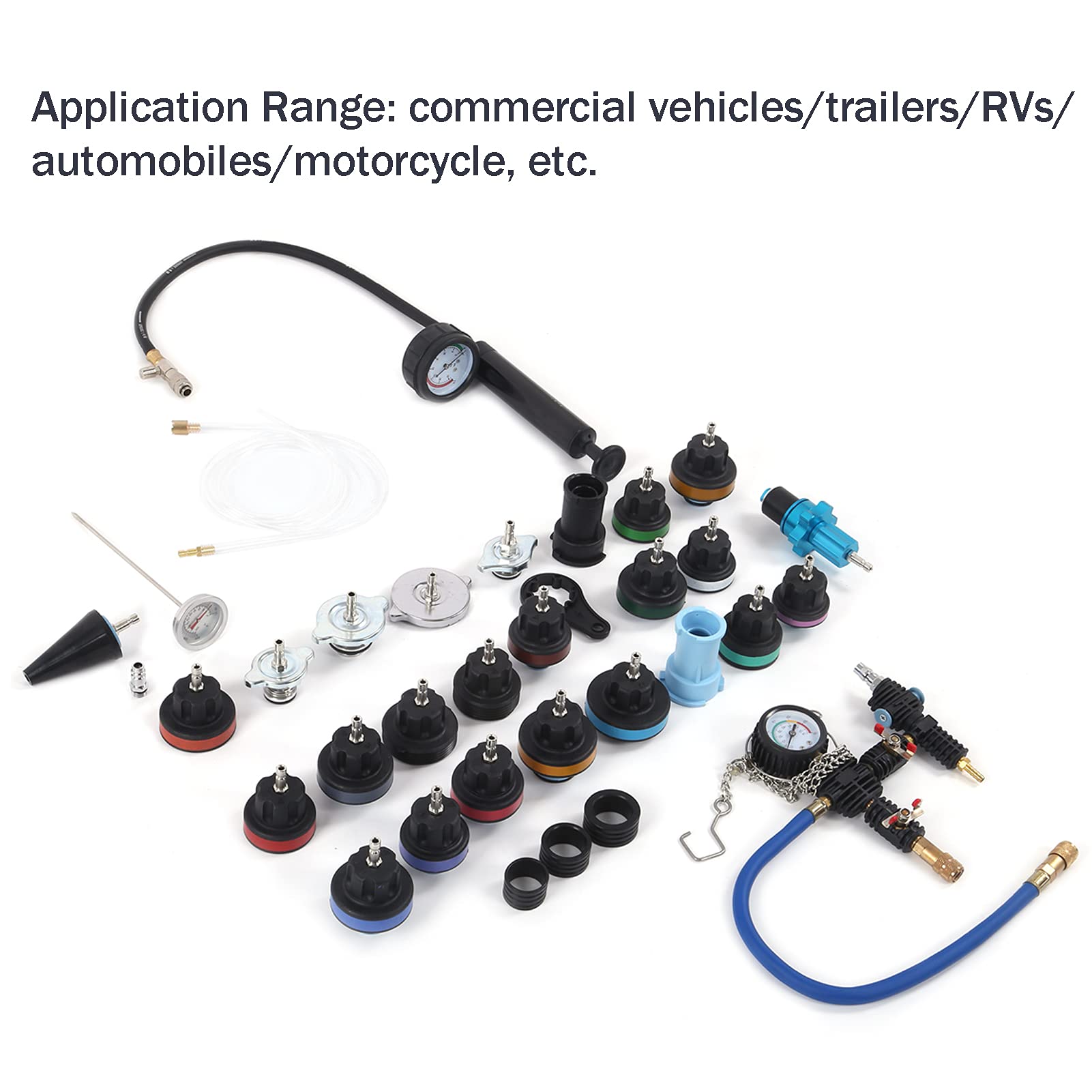 Kit de comprobador de presión de radiador de 33 piezas con detector de refrigeración universal para motocicletas automotrices