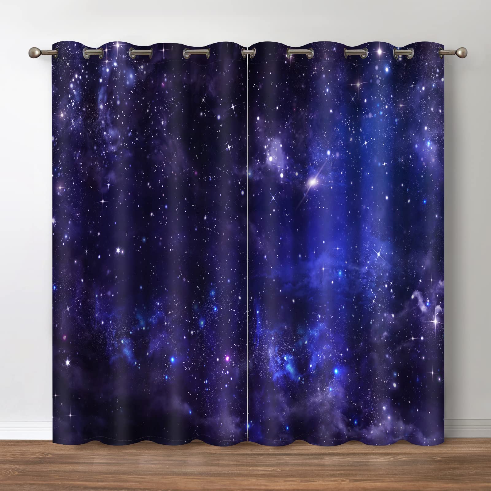 Jekeno Space Galaxy Blackout Curtains - Room Darkening Window Drapes Universe Psychedelic Planet Nebula Starry Sky Print Decor Home Bedroom Living