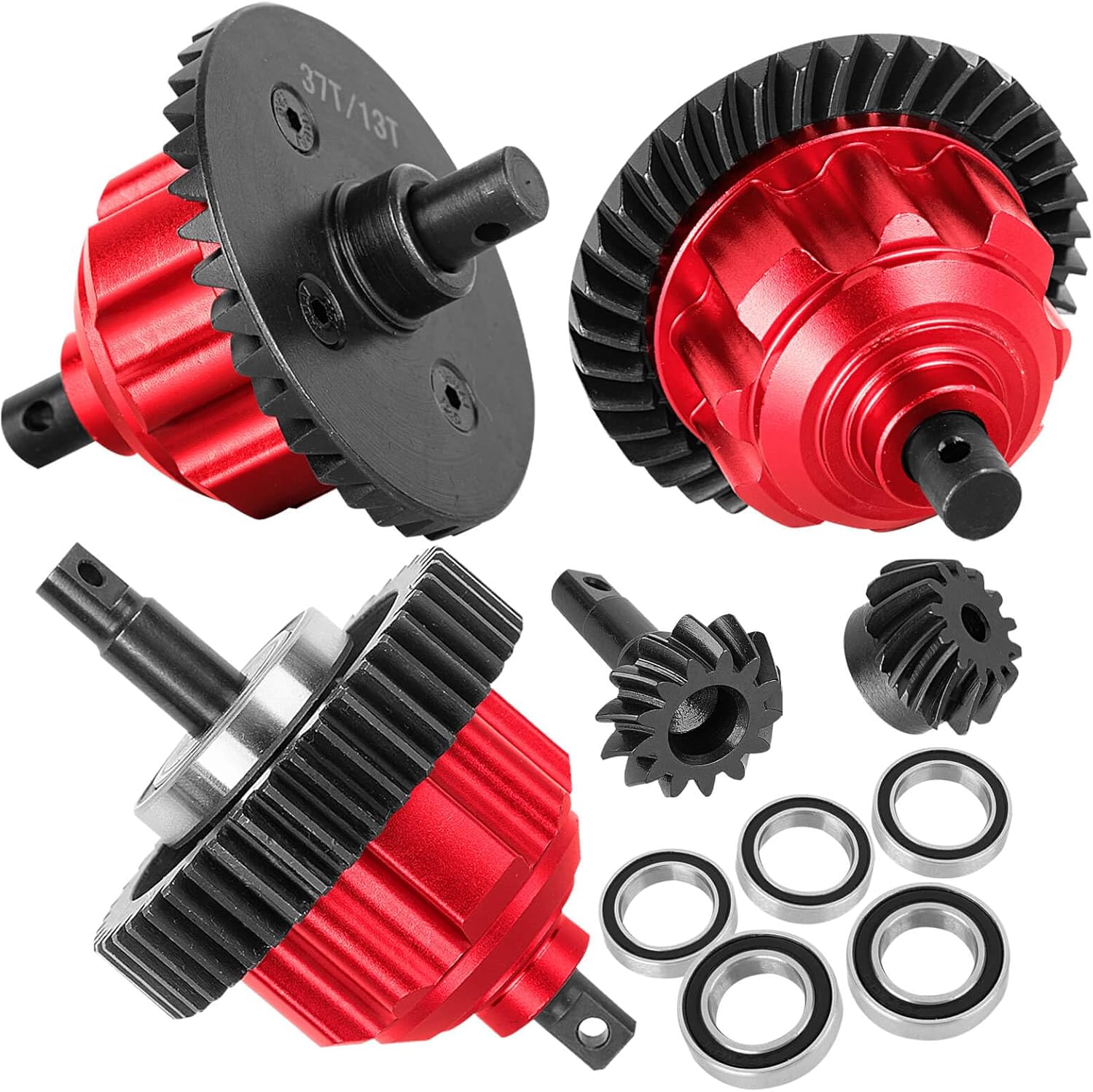 RC Upgrades Part 37T/13T Differential Gear for 1/10 Wide Maxx Diff Maxx Slash Series RC Car,Steel Diff Gear Hops up,Red
