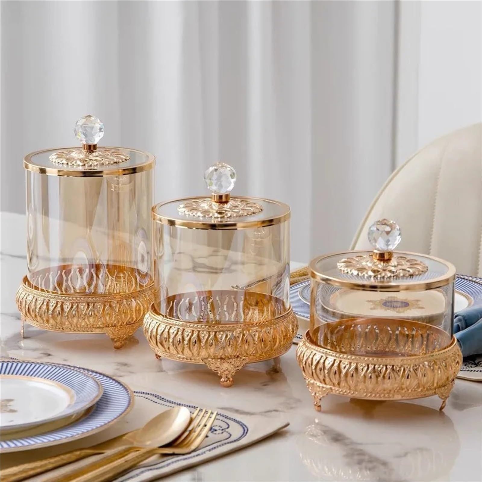 Tarro De Caramelo Tarro de Cristal for Dulces, Lujoso Tarro de Almacenamiento de Alimentos, tarros Dulces for decoración de Galletas, 1 Uds. para Bodas Caramelos(13 * 22cm)