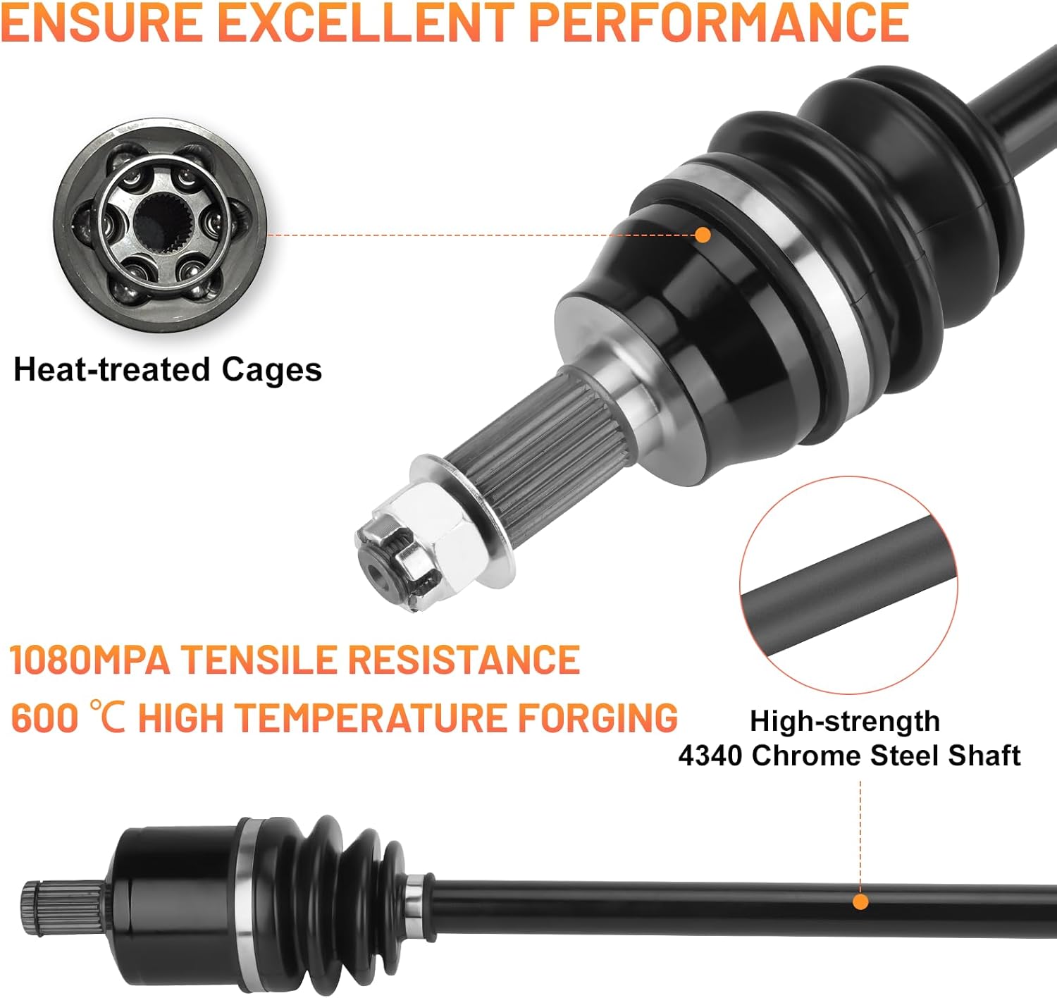 Front Left & Right CV Axle Shaft with Wheel Bearing for Polaris 4x4 General 1000 2016-2021/ 4x4 General 4 1000 2017-2021, 4x4 RZR 4 900/ S 900 60" 2015-2018; 4x4 RZR S 1000 60" 2016-2023