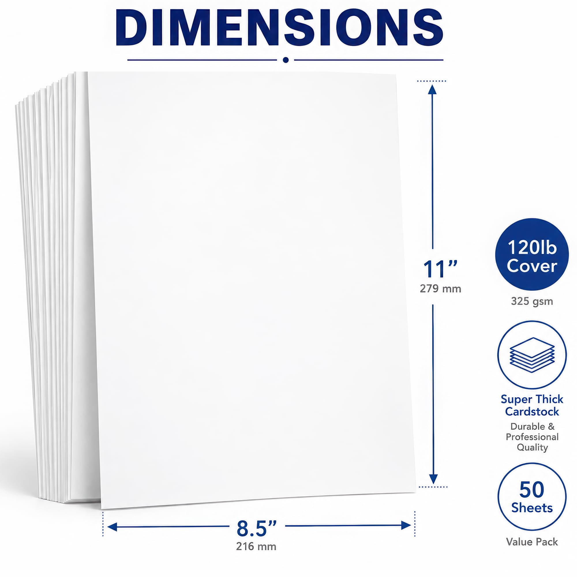 Kartonpapier, sehr dickes Karton, für Inkjet-/Laser-Drucker, Bastelpapier, 21,6 x 27,9 cm, Weiß 50 Sheets | Super dicker, bedruckbarer Karton für Einladungen, Postkarten, Visitenkarten und professionelle Druckprojekte