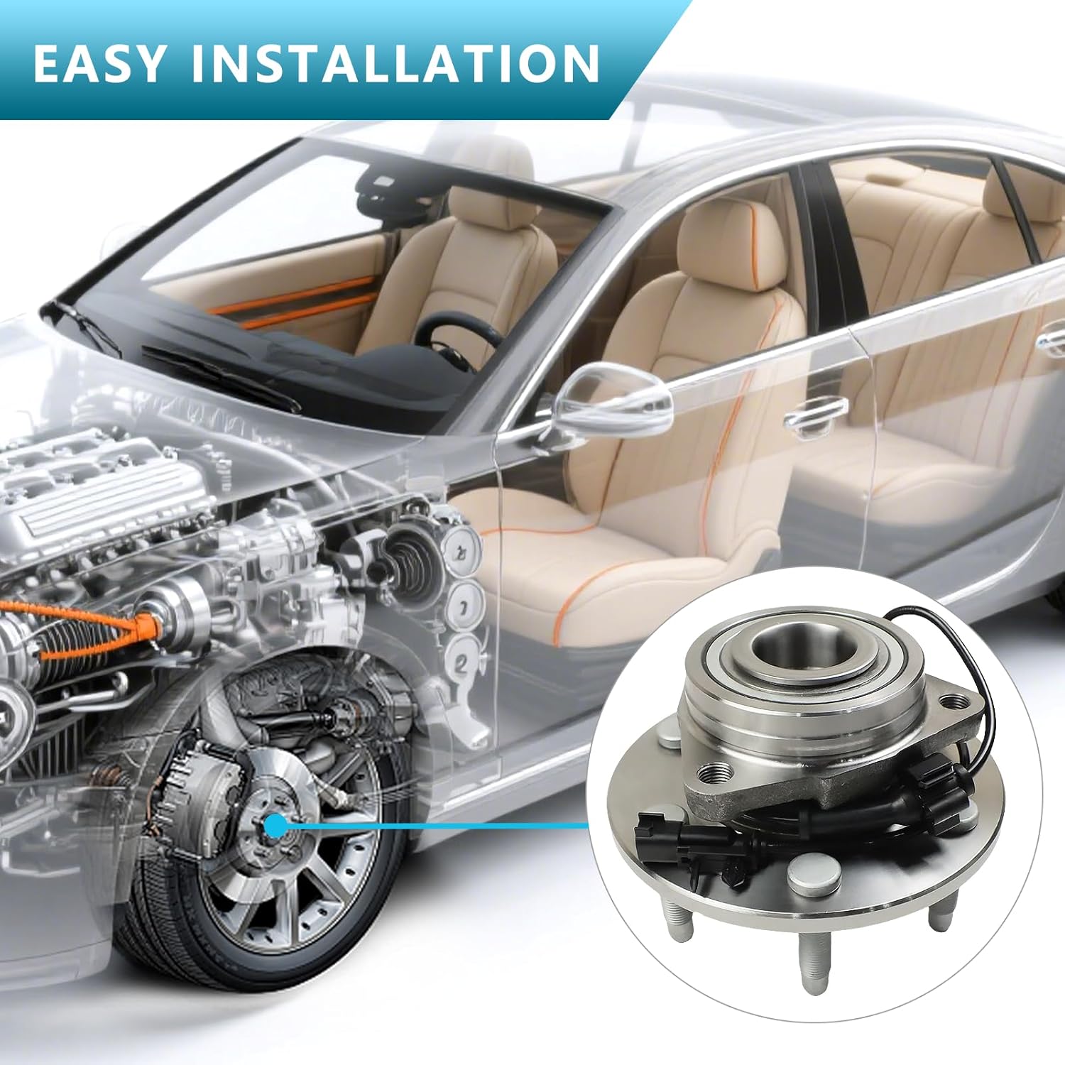 515160 Front Wheel Bearing and Hub Assembly 4WD w ABS Fits for 2015-2020 Chevy Silverado 1500 Suburban Tahoe, GMC Sierra 1500 Yukon XL, Cadillac XTS Escalade Hub Bearing