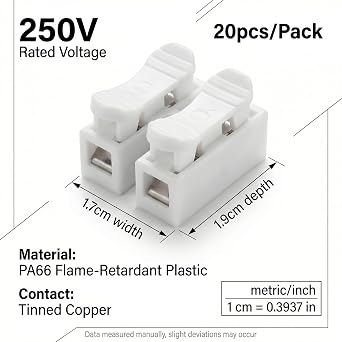 20 Pcs CH2 Quick Spring Wire Connector Blocks Electrical Wire Connectors