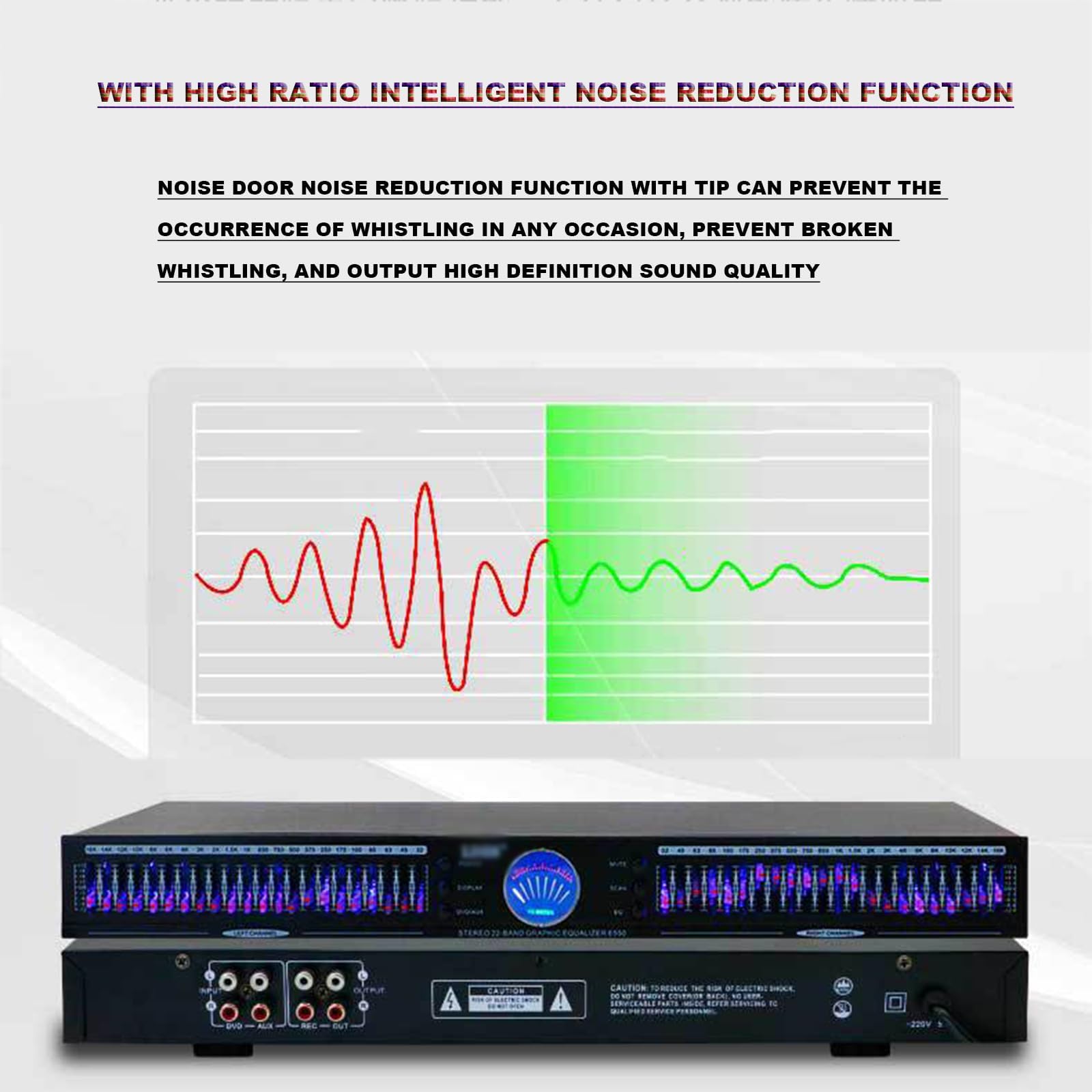 McbeAn Stereo-Grafik-Equalizer, 22-Band-Audio-Equalizer, Digitaler Stereo-Grafik-Equalizer, 10 Voreingestellte Effekte, DSP-Rauschunterdrückungsprozessor, Für KTV-Veranstaltungen, Musikstudios Und DJ