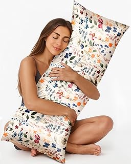 Silk Body Pillow Cover with Zipper - 20x54 Inch Silk Long Pillow Case fo...