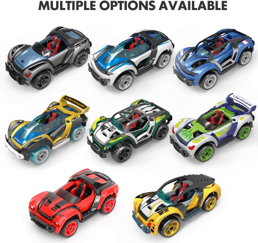 M MOOPAI Pull-Back Toy Cars Take Apart Race Car DIY Car Assembly Toy Tool Kit Build Your Own Car Educational Toy for Kids Boys & Girls Toys Aged 3  (Yellow Blue)