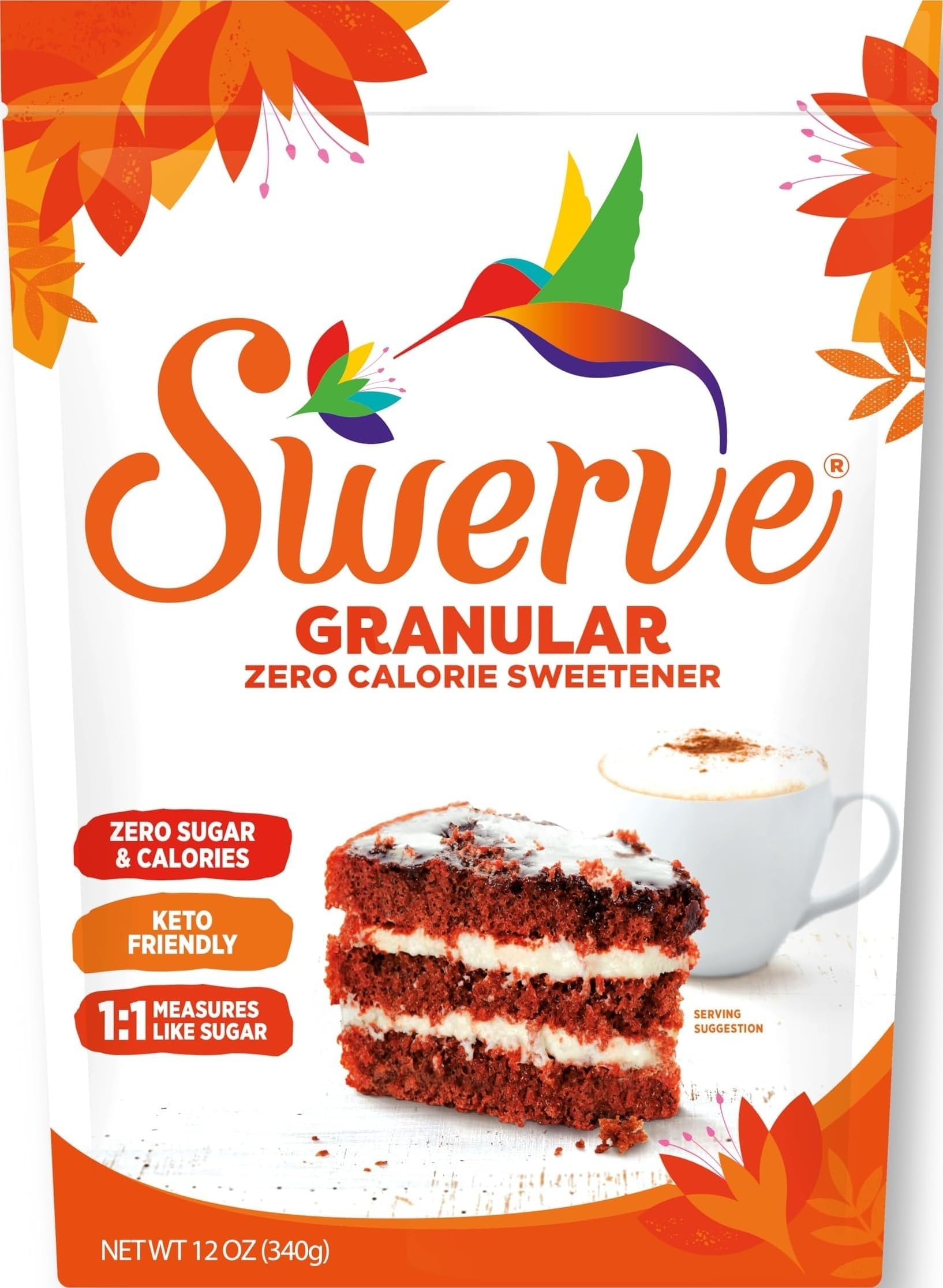 Swerve Ultimate Sugar Replacement Sweetener, Granular Sugar Substitute, Zero Calorie, Keto Friendly, Zero Sugar, Non-Glycemic, Gluten Free, 12 ounces
