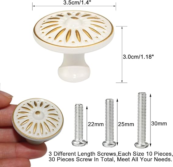 Cabinet Knob, 10Pcs 35mm Single Hole Ceramic knob Dresser Cupboard Cabinet Drawer Knobs Wardrobe Door Pull Handle for Home Office