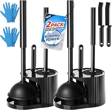 FORASTO 2Pack 3 in 1 Toilet Brush and Plunger Set,Toilet Bowl Brush Plunger Set,Toilet Brush Plunger Combo,Cleaning Brush,Cleaning Supplies, Crevice Cleaning Brush, Bathroom Cleaning Tools