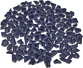200g Ceramic Mosaic Tiles for Crafts,Irregular Stained Ceramic 0.2"x0.8" Porcelain Mosaic Tiles for Home Decoration (Dark Blue)