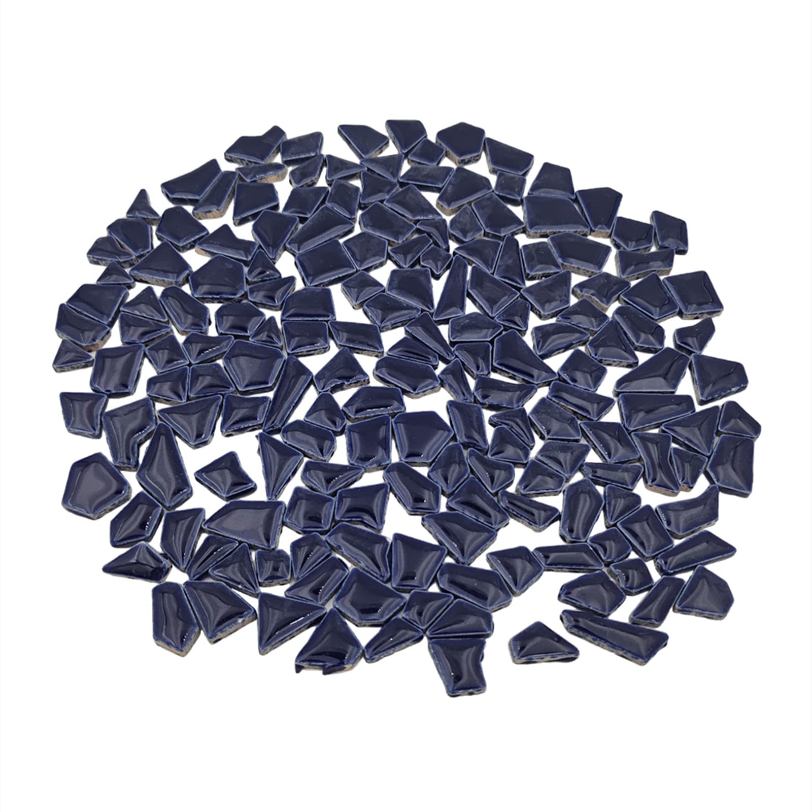 200g Ceramic Mosaic Tiles for Crafts,Irregular Stained Ceramic 0.2"x0.8" Porcelain Mosaic Tiles for Home Decoration (Dark Blue)