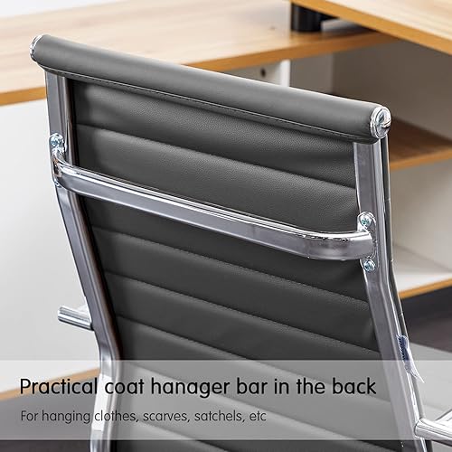 Miniatura 7 de Silla de oficina en casa acanalada, modernas sillas de cuero para sala de espera de conferencias, silla ergonómica de escritorio de oficina, silla