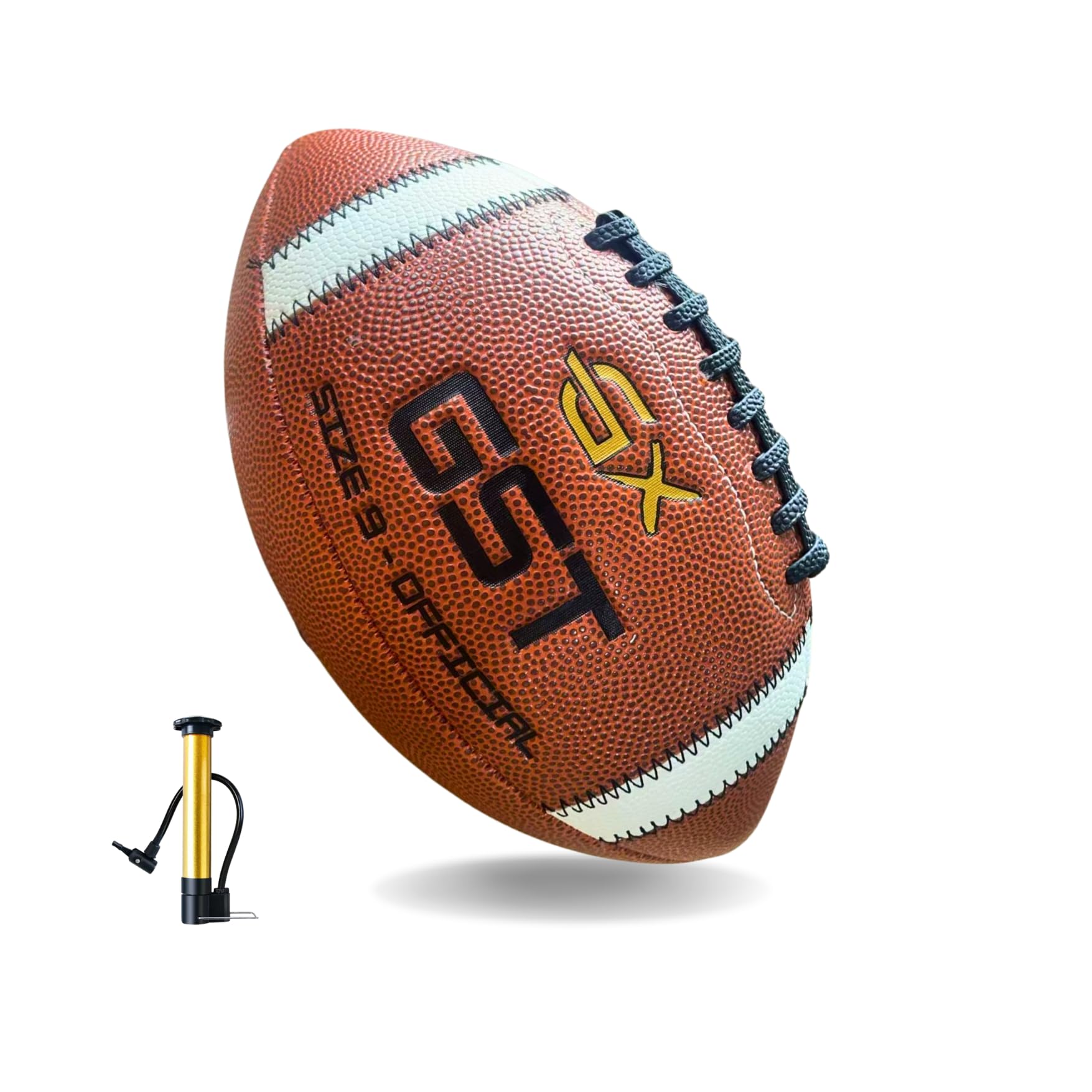 GX Official Size 9 American Football – 2000 Series, Premium GST Leather, Pro Grip, Game & Training Ball for High School & College