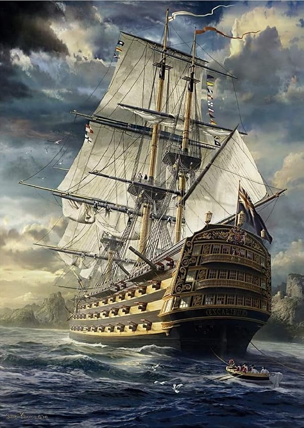 Jigsaw Puzzles for Adults 1000 Piece H.M.S. Excalibur 27.56 x 19.69 Inch Puzzles for Adults Kids Educational Game Reduce Pressure Challenge Toy Sailboat Puzzles 1000 Pieces for Adults by Anguis - Used condition - US$10.49