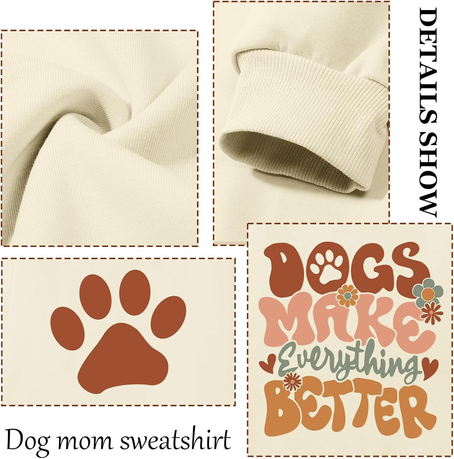 Dog Mom Sweatshirt Cute Paw Print Mama Sweatshirts for Women Lover Gifts Funny Long Sleeve Shirts Graphic Pullover - Image 6