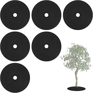 Cosmos 6 Pcs Tree Mulch Ring Round Weed Barrier for Trees Non-Woven Tree Circles Protector Mat Landscape Tree Ring Mat Indoor Outdoor Gardening Plant Cover for Weed Barrier Root Protection