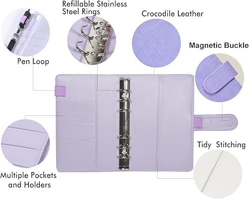 Miniatura 8 de Carpeta de presupuesto de cocodrilo A7 con sobres de cremallera, sistema de sobres de relleno de efectivo, mini organizador de dinero para ahorrar,