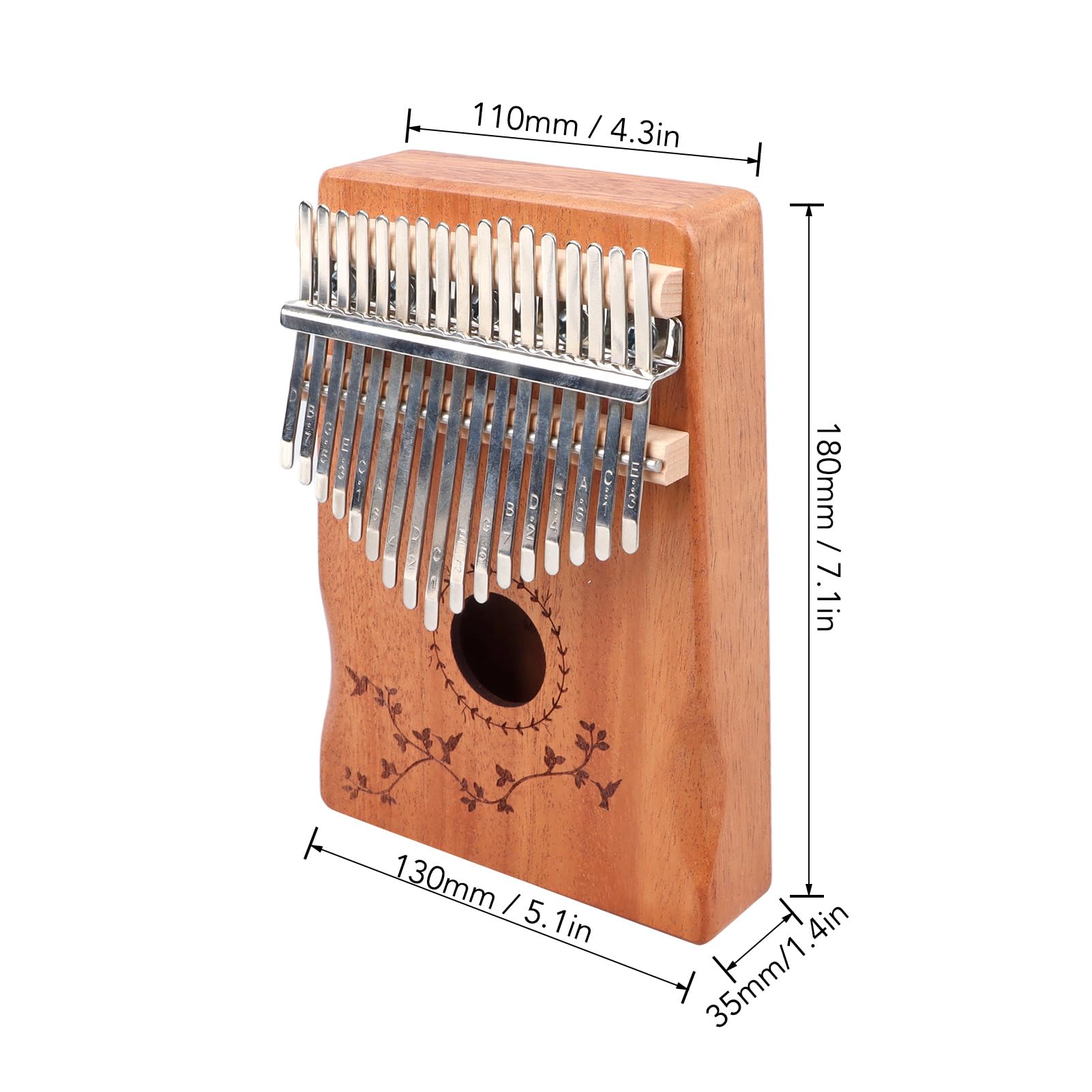 17 Tasten Kalimba Mahagoni Holz Fingerharfe Tragbares Daumenklavier mit Stimmhammer17 Tasten Fingerklavier17 Tasten Kalimba, DaumenklavierDaumenklaviere