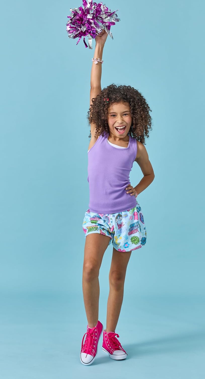 iscream + Corey Paige Designs Big Girls Fun Print Silky Soft Plush Shorts - Live Boldly Collection