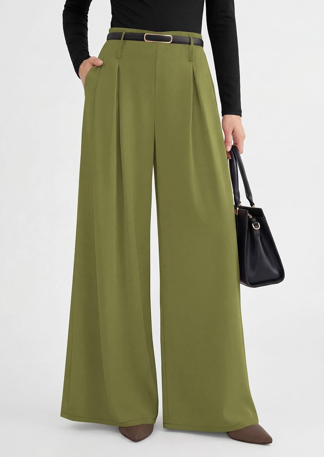 PRETTYGARDEN Womens Wide Leg Trousers 2026 Elastic High Waisted Dress Pants Pleated Slacks Flowy Business Work Palazzo Pants thumbnail