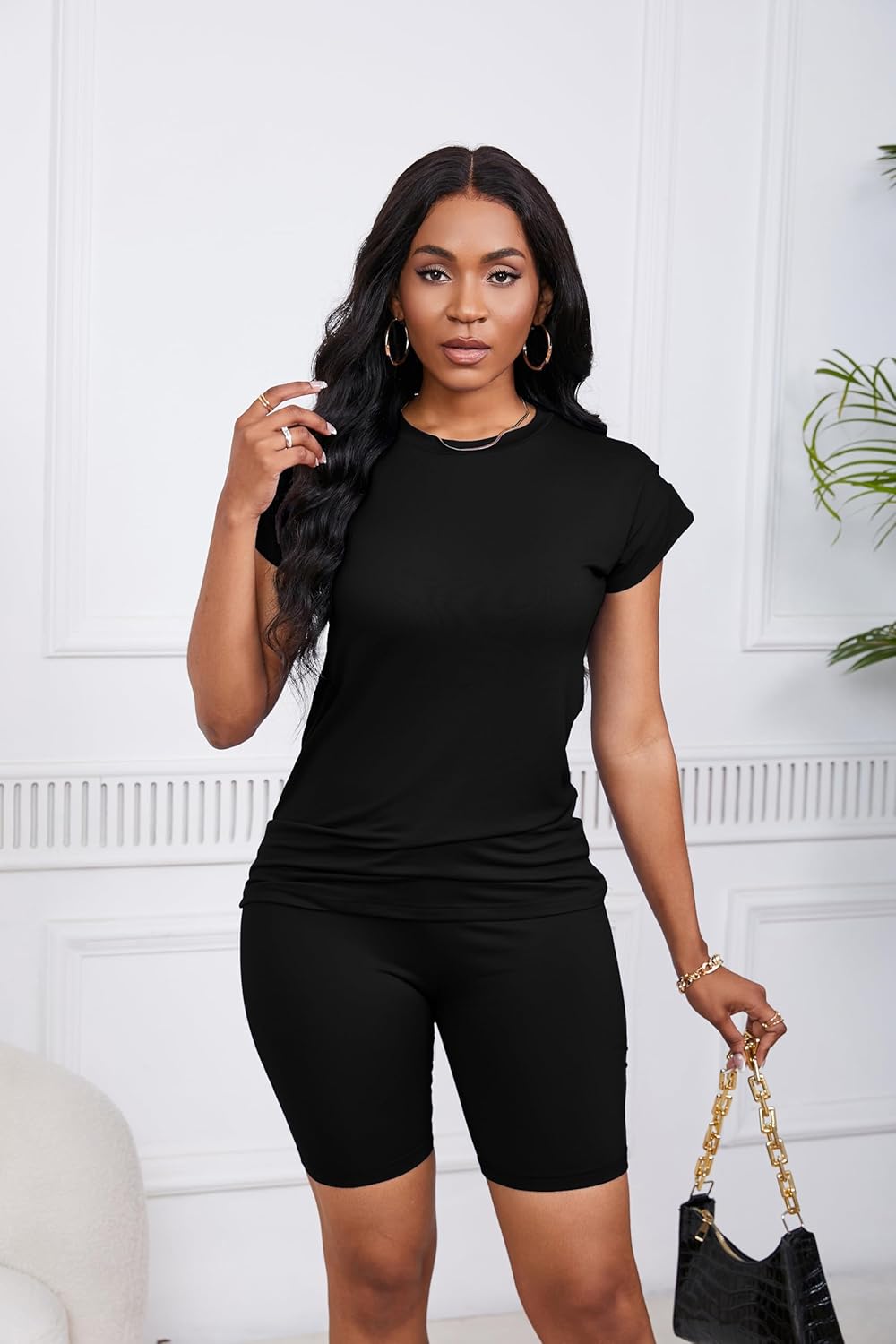 Women's Summer 2 Piece Outfits Tracksuits Biker Short Workout Jogger Sets - Image 4