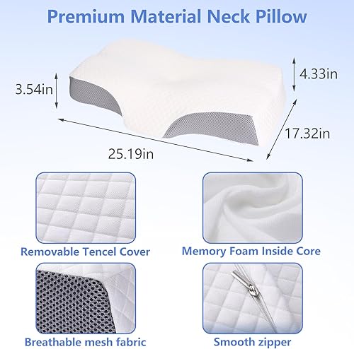 Miniatura 4 de Almohada cervical con soporte para la cabeza y el cuello, almohada cervical de espuma viscoelástica ajustable de 2 lados para dormir, almohada de