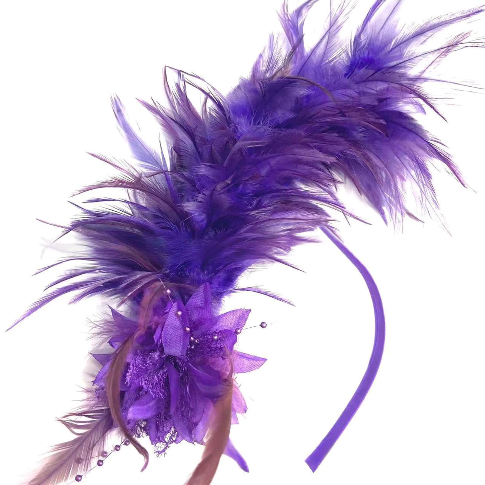 MICFENY 1920s Styles Feathered Hair Accessory For Themed Parties Halloween Comfortable Elastic Headband