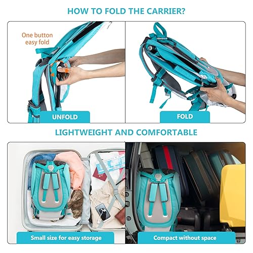 Miniatura 4 de Mochila de senderismo para bebés con cubierta para lluvia, respaldo seguro y asiento ergonómico para niños pequeños, soporta hasta 40 libras, de 6