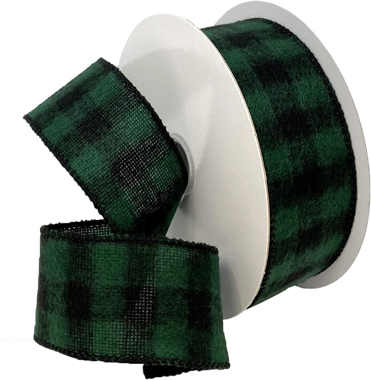 Morex Ribbon Wired Flannel Buffalo Plaid Ribbon, 6 inches by 100 Feet, Red/Black