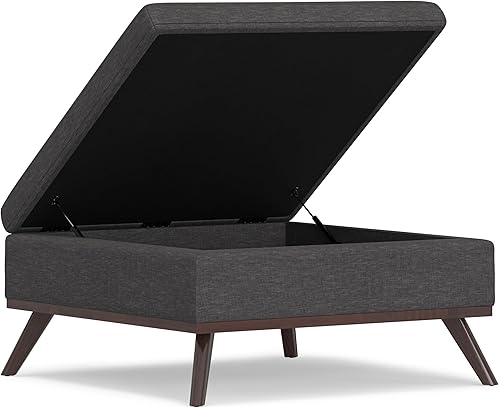 Miniatura 290 de SIMPLIHOME Owen - Bandeja rectangular moderna de mediados de siglo de 34 pulgadas de ancho, otomana pequeña para almacenamiento de mesa auxiliar, en