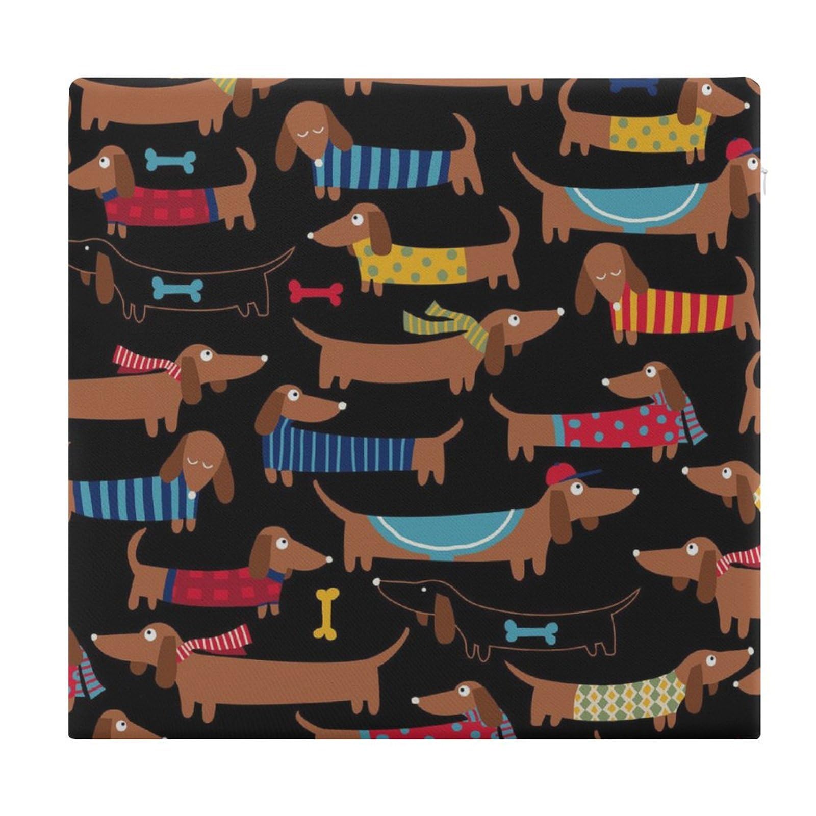 JZemdybill Chair Pad, I Love My Dog Dachshunds Seat Pad, Square Chair Cushion for Yoga Living Room Balcony