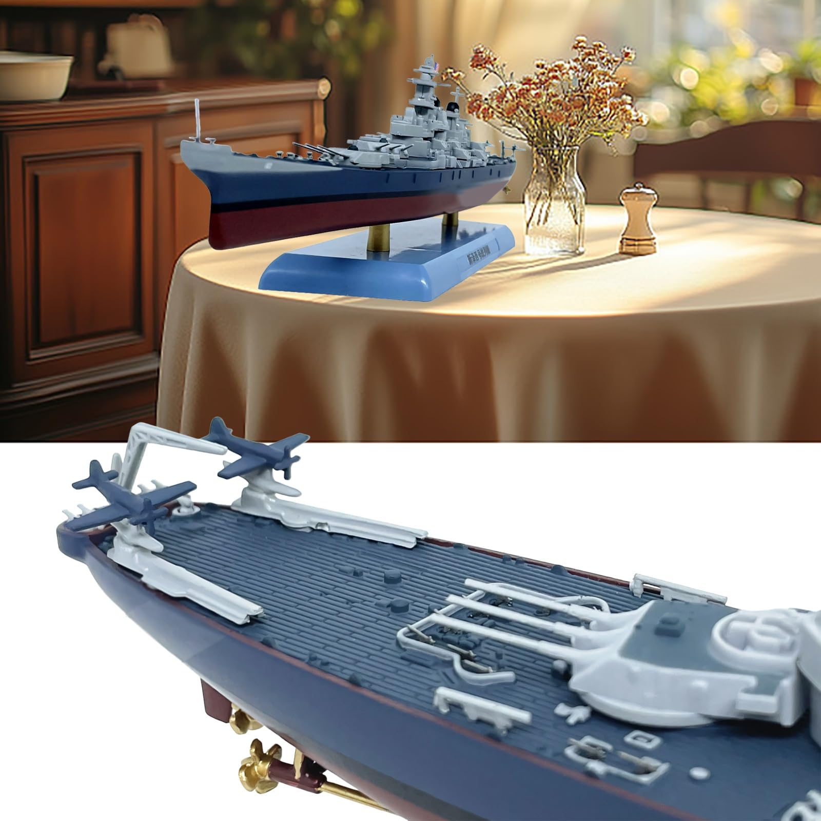 1000 Scale US New Jersey (BB-62) Iowa-class Alloy Battleship Model Kit Pre-Assembled Navy Warship Museum Perfect for Home Office Display Ideal Adult Collectors and Military History Buffs(A)