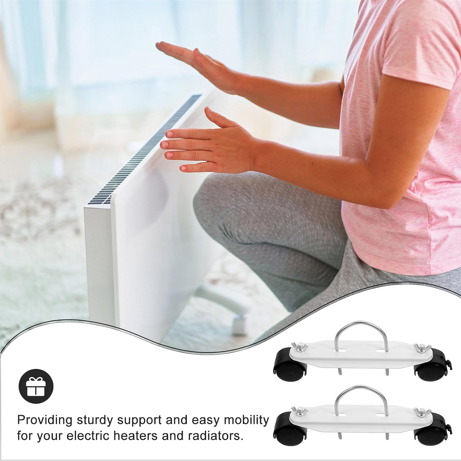 1 Pair Radiator Caster Wheels Replacement for Electric Heater with Iron and Abs Material, Square Shape for Stable Support and Versatile Use, Easy Installation Mobile Pulley Base