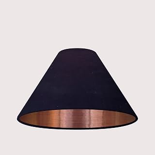Navy Blue Velvet Brushed Copper Tapered Coolie Lampshade