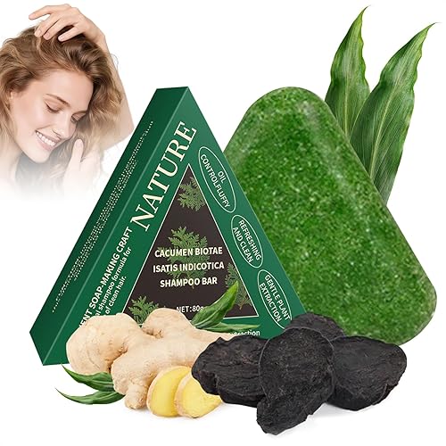 Nature Triangle - Barra de champú Nature Seven Green Soap Shampoo con Platycladus orientalis de siete hojas y ginseng para una limpieza suave,